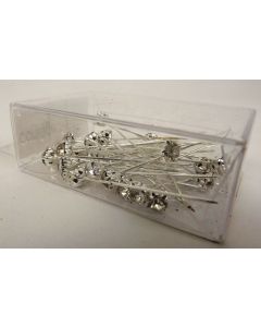 5mm Diamante Corsage Pins - Silver (4cm pin  36pcs per pk)