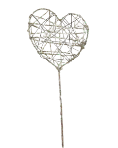 Glittered Heart Wand White/Iridescent 7 x 30cm