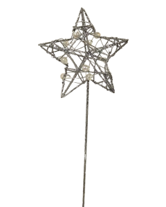 Glittered Star Wand Silver 7 x 30cm