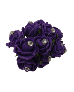 Diamante Mini Foam Rose App 2cm x 12 Stems Purple