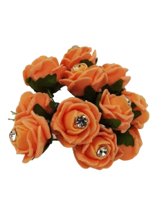 Diamante Mini Foam Rose App 2cm x 12 Stems Apricot