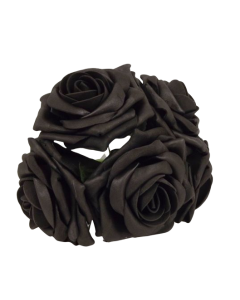 Large Cottage Foam Rose 8cm x 5 heads Black
