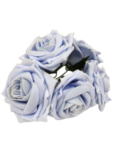 Large Cottage Foam Rose 8cm x 5 Heads Baby Blue