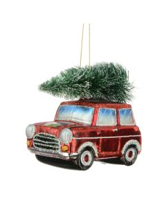 Glass Mini With Tree 10Cm Red