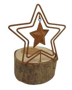 1 Metal/Wood Candle Holder  Star  Rust Ø9.5X15Cm