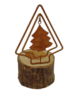 1 Metal/Wood Candle Holder  Tree  Rust Ø9.5X15Cm