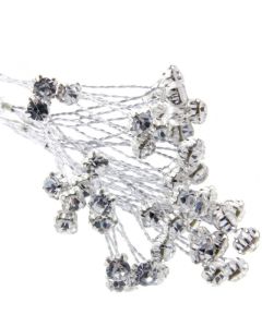 5mm Diamante Branch Silver (3 Bunches x 6 Stems)