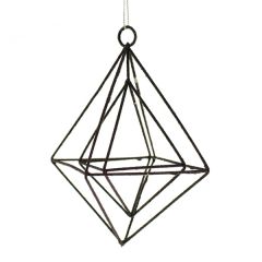 15cm Glittered Hanging Rhombus Black