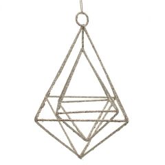 15cm Glittered Hanging Rhombus Silver