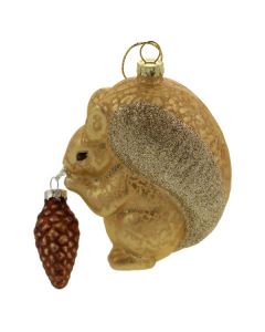 9cm Glass Squirrel with Acorn Gold