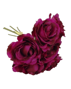 26cm Cerise Open Rose Bouquet