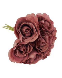 26cm Puce Open Rose Bouquet