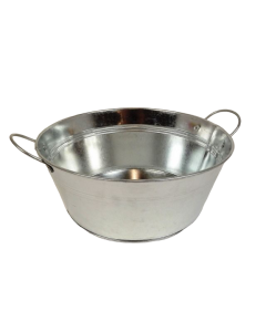 24cm Galvanised Round Bowl W/Ears