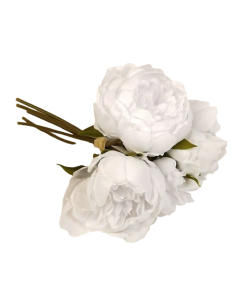28cm White Peony Posy x 5 Heads