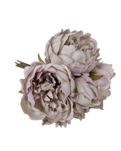 28cm Grey Peony Posy x 5 Heads