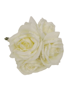 27cm Open Rose x 5 Heads Posy Cream
