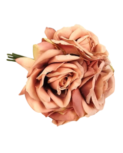 27cm Open Rose x 5 Heads Posy Bisque