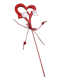 Pack Of 8 Wooden Hearts On Stick Red 29cm