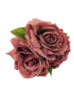 24cm Open Rose Posy x 3 Heads Puce