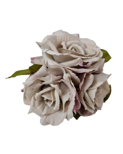 24cm Open Rose Posy x 3 Heads Grey