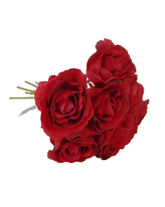 26cm Open Rose x 7 Heads Red