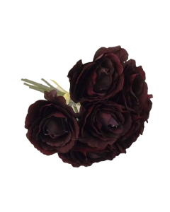26cm Open Rose x 7 Heads Bordeaux