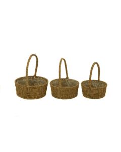 Seagrass Set Of 3 Baskets Round