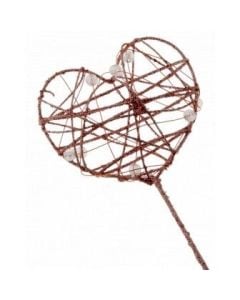 Glittered Heart Wand (7cm Diameter, 30cm Handle) Rose Gold
