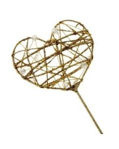 Glittered Heart Wand (7cm Diameter, 30cm Handle) Gold