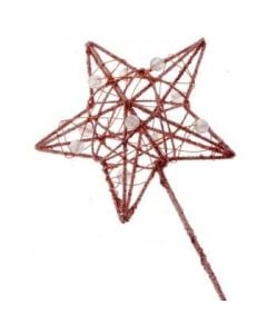 Glittered Star Wand (7cm Diameter, 30cm Handle) Rose Gold