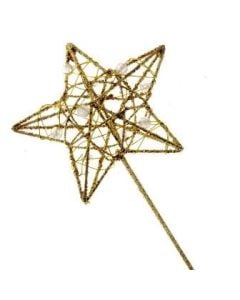 Glittered Star Wand (7cm Diameter, 30cm Handle) Gold