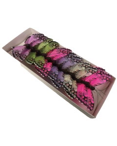 10cm Jewel Tone Feather Butterflies Assorted x 12pcs