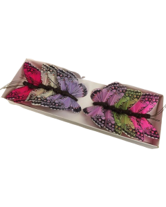 7cm Jewel Tone Feather Butterflies Assorted x 12pcs