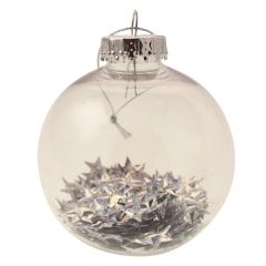 8cm Star Filled Bauble Silver
