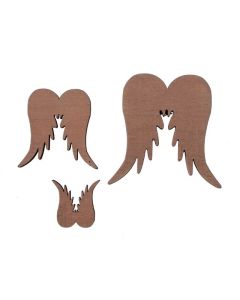 Pb. 20 Wooden Wings 3 Ass Brown 3/5/7 cm