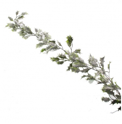 180cm Holly Garland Frosted Green