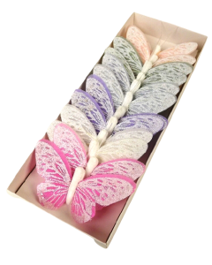 10cm Pastel Sparkle Feather Butterflies Assorted x 12