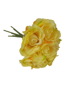 26cm Yellow Open Rose Hand Tied