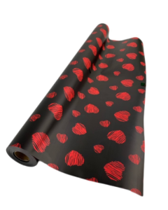 Black/Red Hearts Deluxe C Wrap 60cm x 25mts