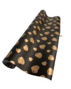 Black/Gold Heart Deluxe C Wrap 60cm x 25mts