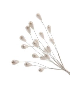 Tear Drop Pearl Spray White x 6 Stems