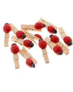 5cm Wooden Pegs W/Ladybirds x 25pcs