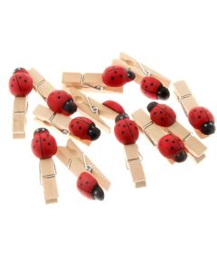 2.5cm Wooden Pegs W/Ladybirds x 50pcs