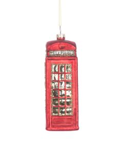 GLASS Telephone Box 12cm Red
