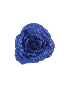Sparkle Rose with Clip 16cm Blue
