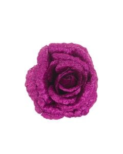 Sparkle Rose with Clip 16cm Hot Pink