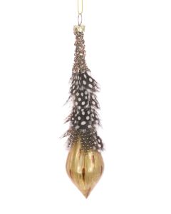 GLASS Feather Drop 17cm Gold