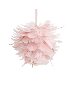 13cm Feather Ball Decoration Pink