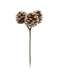 18cm Snowy Pinecone Pick Natural