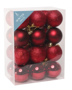 Burgundy Shatterproof Baubles (6cm) (24 pieces)